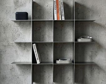 Industrial Metal Wall Shelves, Floating Steel Display Shelf, Cafe Display, Modern Wall Organizer, Minimalist Home Decor