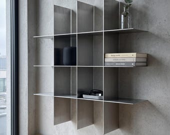Book Display Wall Shelves, Floating Metal Book Organizer, Geometric Display Shelf, Modern Reading Nook Decor