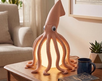 Wunderliche Tintenfischlampe - Maritimes Kinderzimmerdekor, sanftes Nachtlicht, Tischlampe im Meer