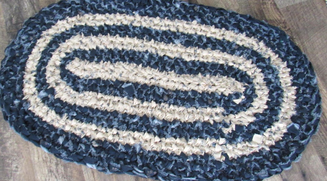 Crocheted Rag Rug, 29X17 Inches, Thick Rug, Hand Made, New Cotton ...