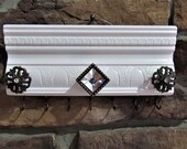 Wall Hanging Jewelry Organizer Rack, Necklace Rack Hanger, Jewelry Rack Hanger, Jewelry Storage, Painted White with Bronze and Glass Knobs