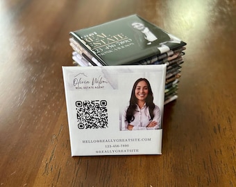 Custom Business Logo Magnets, Real Estate Marketing Magnet, Personalized Square Fridge Magnet, Small Business Branding Promo Gift