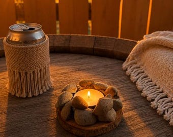 Mini Campfire Citronella Candle | Rustic Outdoor Tea Light Holder | Fairy Garden Decor