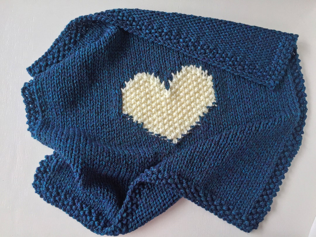 Heart Baby Blanket Knitting Pattern - Easy Moss Stitch (PDF Pattern) - Etsy