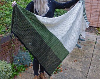 Shawl KNITTING PATTERN - Sylvia's Shawl would make a lovely DIY gift, wear as a scarf or wrap. Asymmetrical shawl. Instant download pattern.