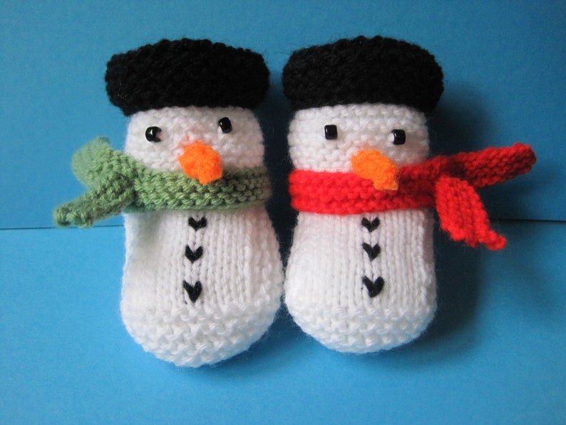 Snowman Baby Booties Knitting Pattern Christmas Winter Baby Booties Instant Download image 3