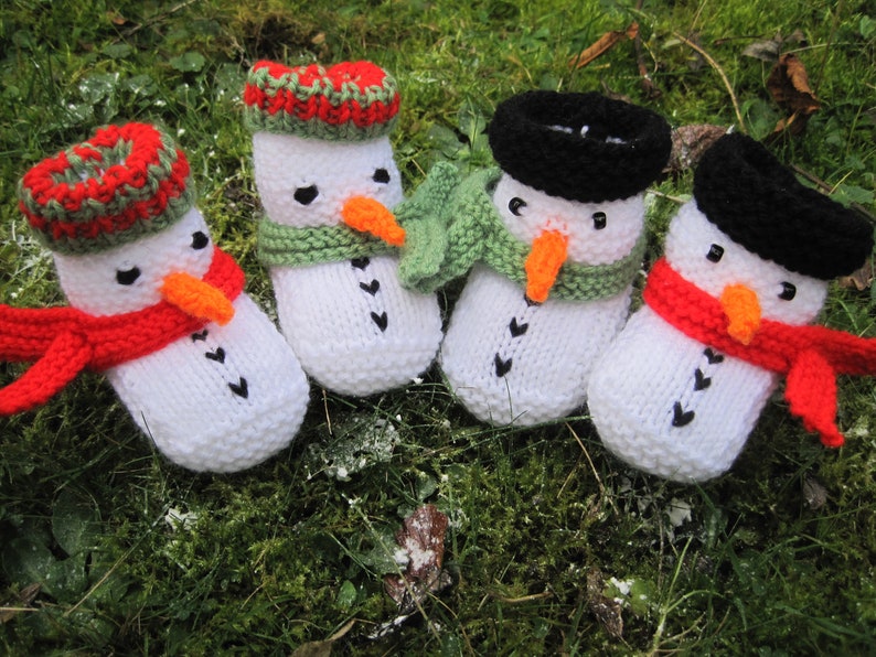 Snowman Baby Booties Knitting Pattern Christmas Winter Baby Booties Instant Download image 2