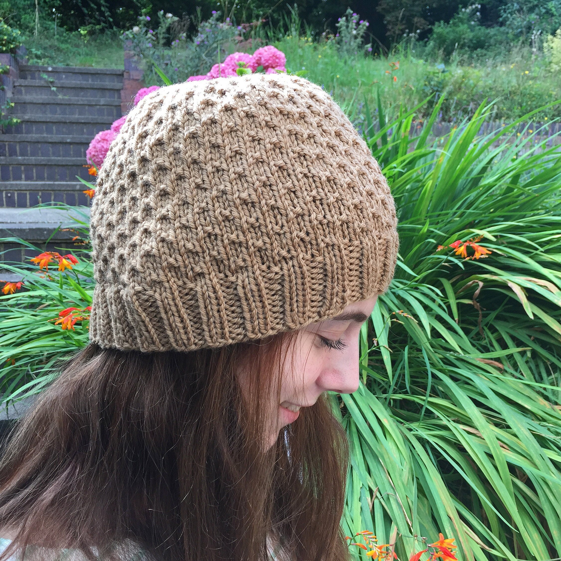 Beanie Hat and Scarf KNITTING PATTERNS in PDF, Dot Stitch Pattern ...