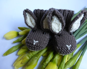 Baby Bunny Booties Knitting Pattern - Easter Bunny Baby Booties - Instant Download