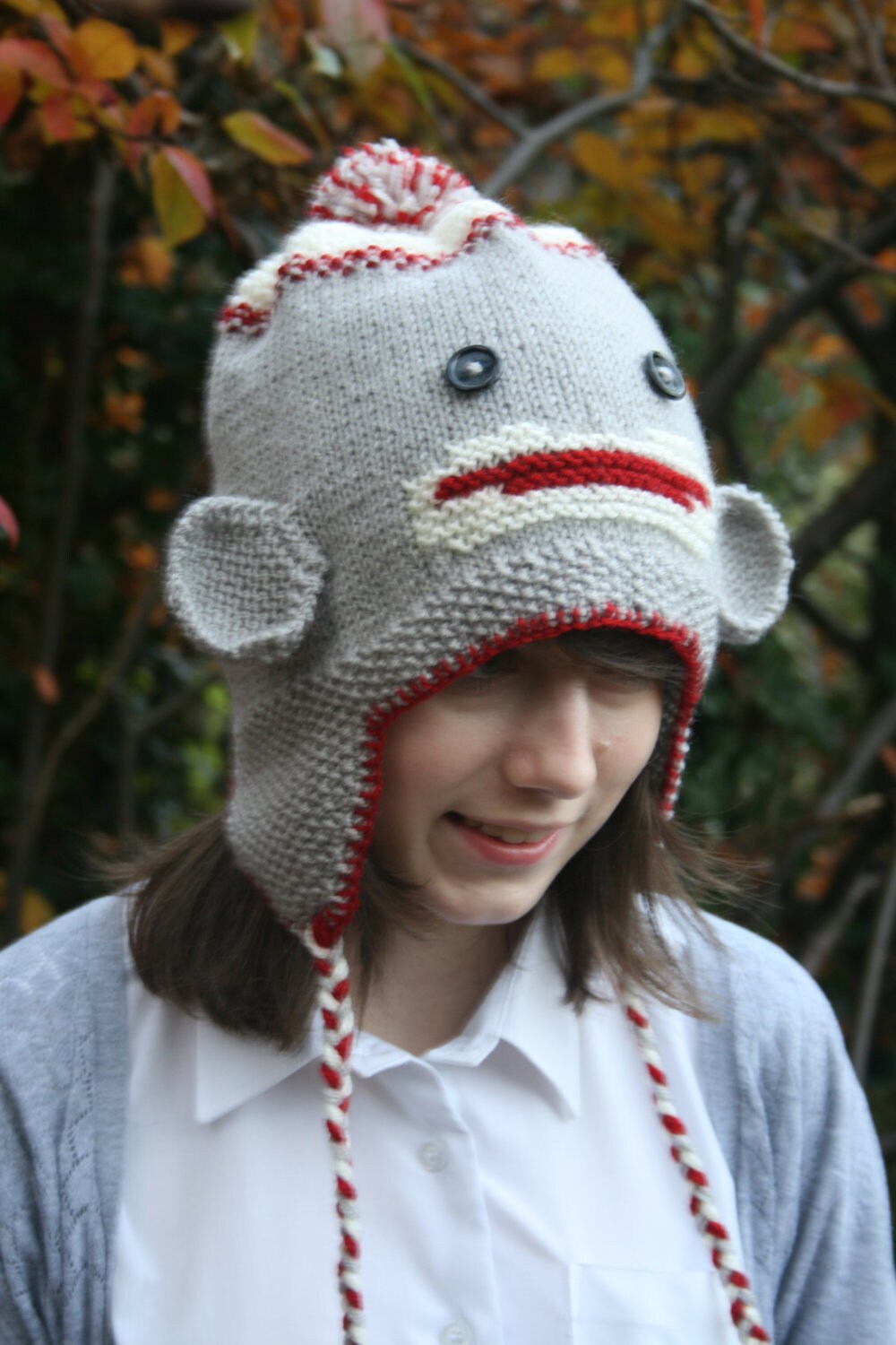 Sock Monkey Hat With Earflaps KNITTING 