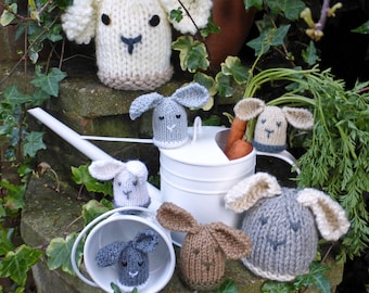 The Bunnies KNITTING PATTERN in pdf - Make these cute bunny rabbits as a DIY Easter gift or soft toy present. Instant download pattern.