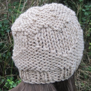 KNITTING PATTERN in PDF for a Textured Hearts Hat using Super Chunky/Extra Bulky yarn, make this hat as a valentines gift, instant download