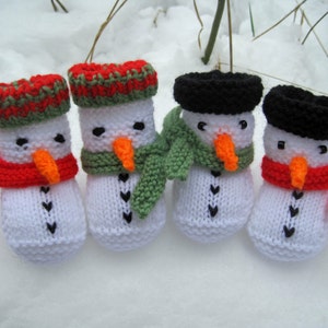 Snowman Baby Booties Knitting Pattern Christmas Winter Baby Booties Instant Download image 1