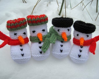 Snowman Baby Booties Knitting Pattern - Christmas Winter Baby Booties - Instant Download