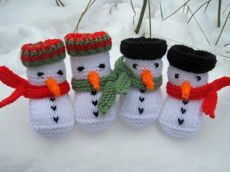 Snowman Baby Booties Knitting Pattern Christmas Winter Baby Booties Instant Download image 1