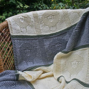 Sheep Baby Blanket Knitting Pattern - Instant Download