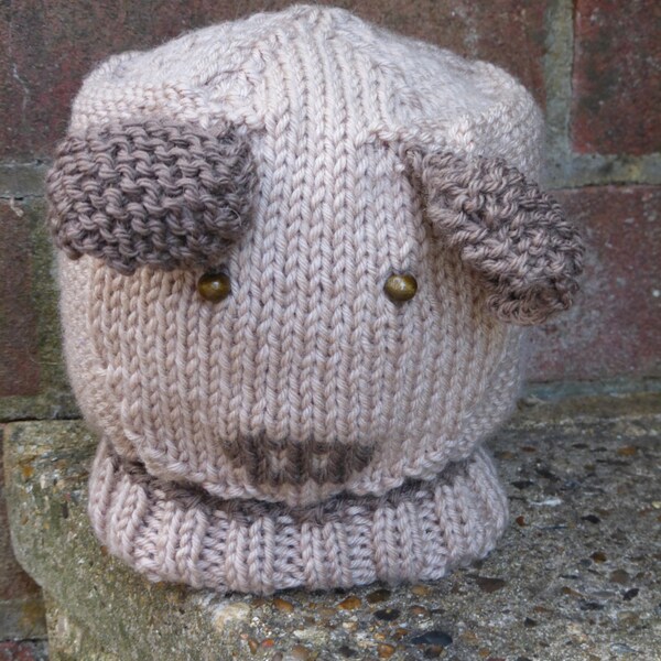 BABY KNITTING PATTERN in pdf - Puppy Dog Baby Hat