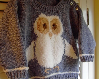 Owl Sweater KNITTING PATTERN in PDF | Owl Jumper in Toddler and Child Sizes