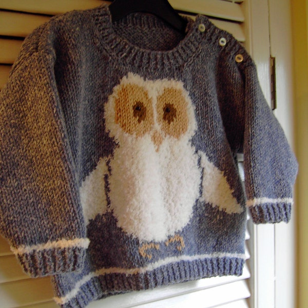 Owl Sweater KNITTING PATTERN in PDF | Owl Jumper in Toddler and Child Sizes