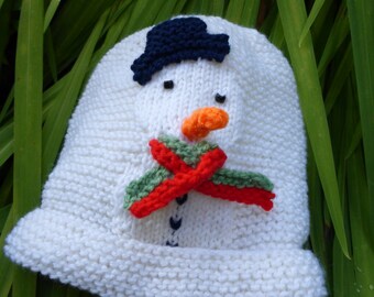 KNITTING PATTERN in PDF - Snowman Baby Hat - Christmas knitting