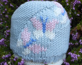 BABY KNITTING PATTERN in pdf - Betsy Butterflies Baby Hat