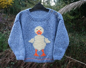 Vintage 90s Knit sweater duck embroidered (L) white Vintage 90s Knit sweater duck embroidered (L) white