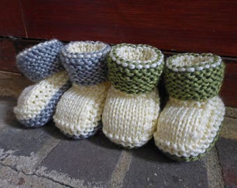 KNITTING PATTERN for Baby Booties, Laurel Baby Booties, PDF pattern, Simple Booties, Quick Knit Booties, Baby Shower, Instant Download