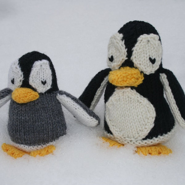 Penguin KNITTING PATTERN in pdf | DIY pattern to make Perceval and Peppy adult and baby penguin soft toys with this instant download pattern