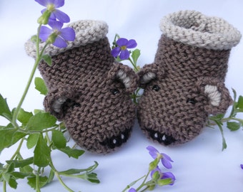 BABY KNITTING PATTERN in pdf - Teddy Bear Baby Booties