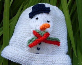 Baby Hat KNITTING PATTERN in pdf - Make this Snowman Hat as a DIY gift for a newborn, a baby shower or as a photo prop. Instant download.