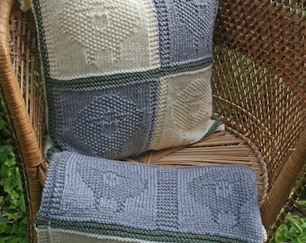 Baby Blanket and Cushion Cover KNITTING PATTERNS | Two pattern deal to make this sheep themed blanket and pillow cover, Instant pdf download