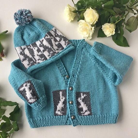 PATRONES PARA TEJER Cardigan y Gorro para Bebe con motivos de conejitos oferta de 2 patrones regalo DIY o regalo de Pascua. Tallas 0 18 meses. Descarga instantanea. Etsy Mexico