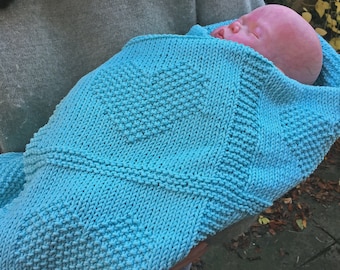 Herz Babydecke STRICKMUSTER in PDF - Strickanleitungen für Babys