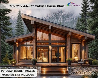 3 Bedroom Modern Cabin House Plan | PDF & CAD File