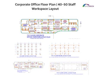 Modern Office Floor Plan | 40-50 Staff Workspace Layout (PDF & AutoCAD Option