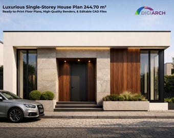 Modern 2 Bedroom Single-Storey House Plan | PDF, Editable CAD File (2,634 sq ft)