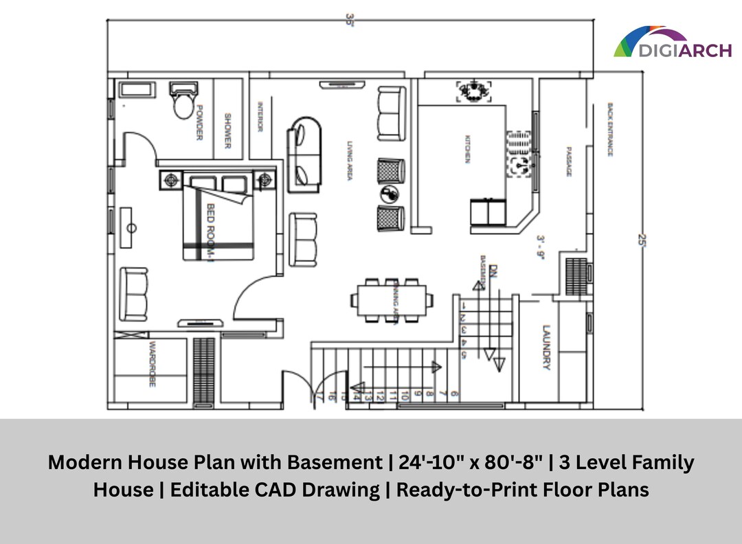 Modern Narrow Plot House Plan With Basement | 3 Level Family Home ...