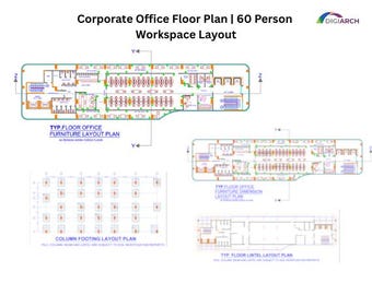 Modern Office Floor Plan 1 | 40–50 Staff Workspace Layout 185' x 50'