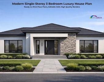 78' x 58' Single-Storey 3 Bedroom Luxury House | Floor Plan PDFs | CAD File