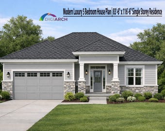 Modern Luxury 5 Bedroom House Plan | Single Storey Residence (CAD File)