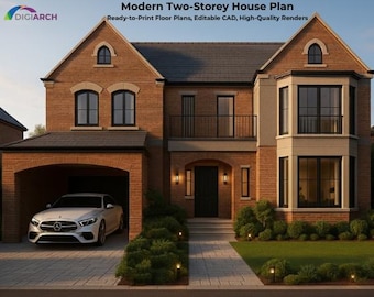 Modern Two-Story House Plan | 4 Bedroom Family Home (Digital PDF Download)