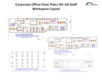 Modern Office Floor Plan 2 | 40–50 Staff Workspace Layout 185' x 50'
