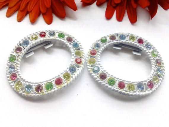 White & Pastel Rhinestone Shoe Clips Bridal Access