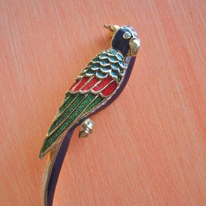Large Enamel Bird Brooch Multi Color Figural Fashion Jewelry