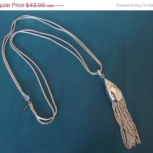 Monet Silver Pendant Necklace Modernist Designer Abstract Retro Fashion Jewelry