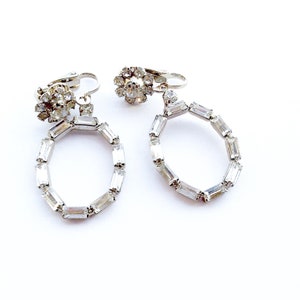 Rhinestone Baguette Drop Dangle Earrings Oval Fashion Bridal Retro Jewelry