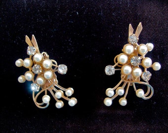 Faux Pearl Earrings Art Nouveau Swirling Fashion Antique Jewelry Accessories