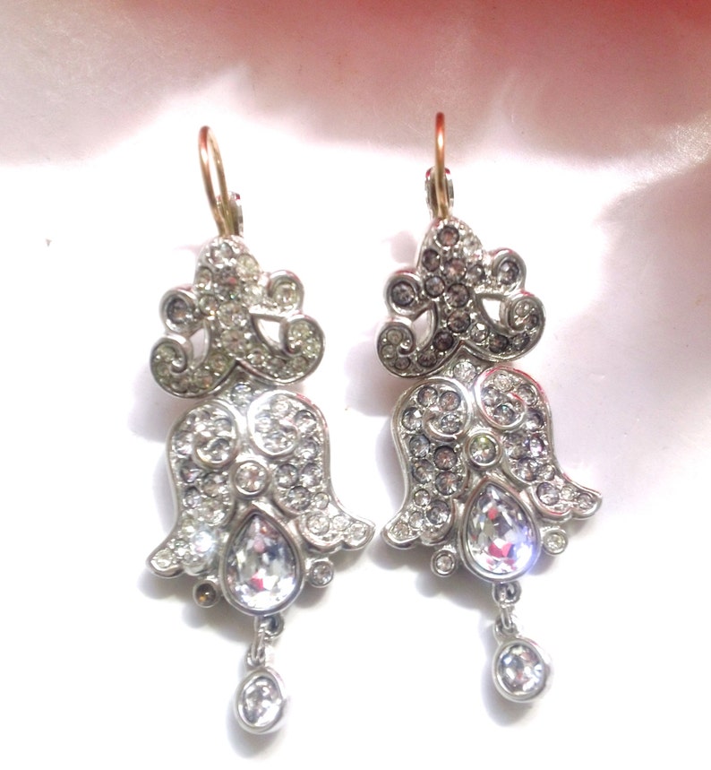 Swarovski Crystal Rhinestone Chandelier Drop Earrings Bridal Wedding