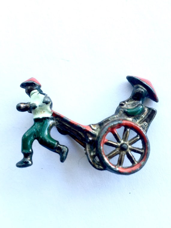 Antique Figural Chinaman Pulling Cart Collectible 