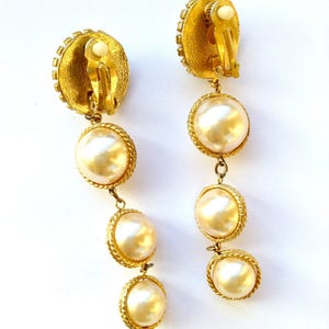 Long Faux Pearl Drop Dangle Earrings Vintage Retro Bridal Fashion Jewelry image 3